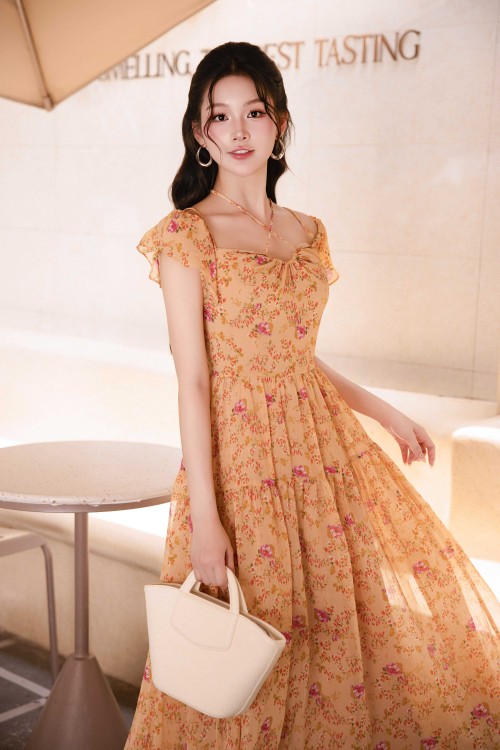 Sixdo Floral Midi Voile Dress 5